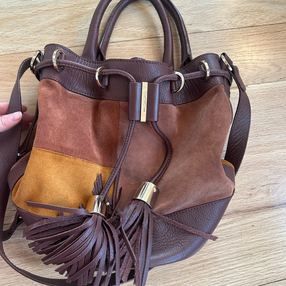 See By Chloe Patchwork Suede Vicki Bucket Bag